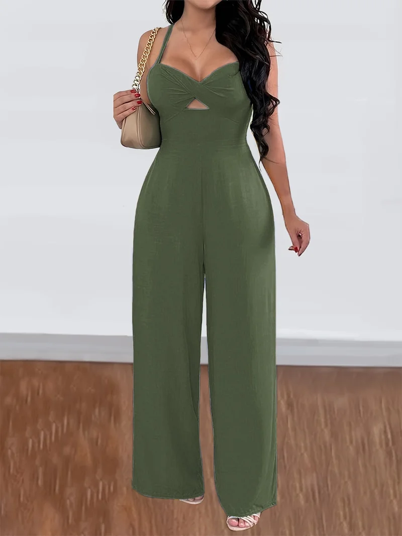 Olive Sweetheart Neckline Jumpsuit